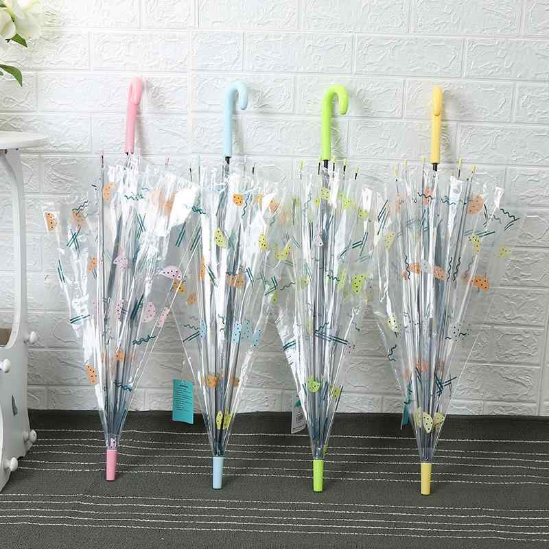 傘 レディース 透明 フルーツ柄 ビニール傘 かわいい おしゃれ 長傘 自動開閉 パステルカラー ピンク系 イエロー グリーン ブルー