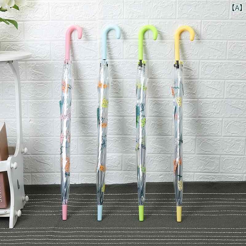 傘 レディース 透明 フルーツ柄 ビニール傘 かわいい おしゃれ 長傘 自動開閉 パステルカラー ピンク系 イエロー グリーン ブルー