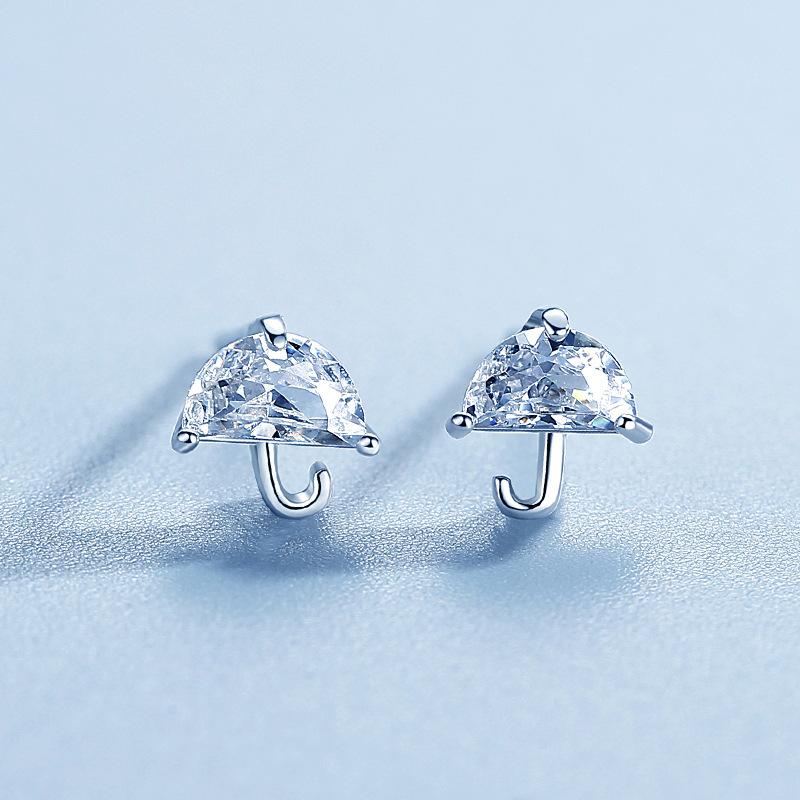 ピアス レディース シルバー925 傘モチーフ ジルコニア 幾何学模様 韓国風 シルバー