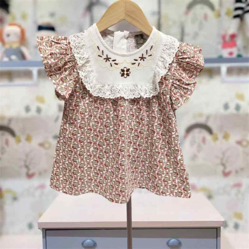 ワンピース 女の子 子供服 花柄 半袖 Aライン 膝丈 夏物 コットン パープル 90 100 110 120 130cm かわいい お出かけ着 普段着