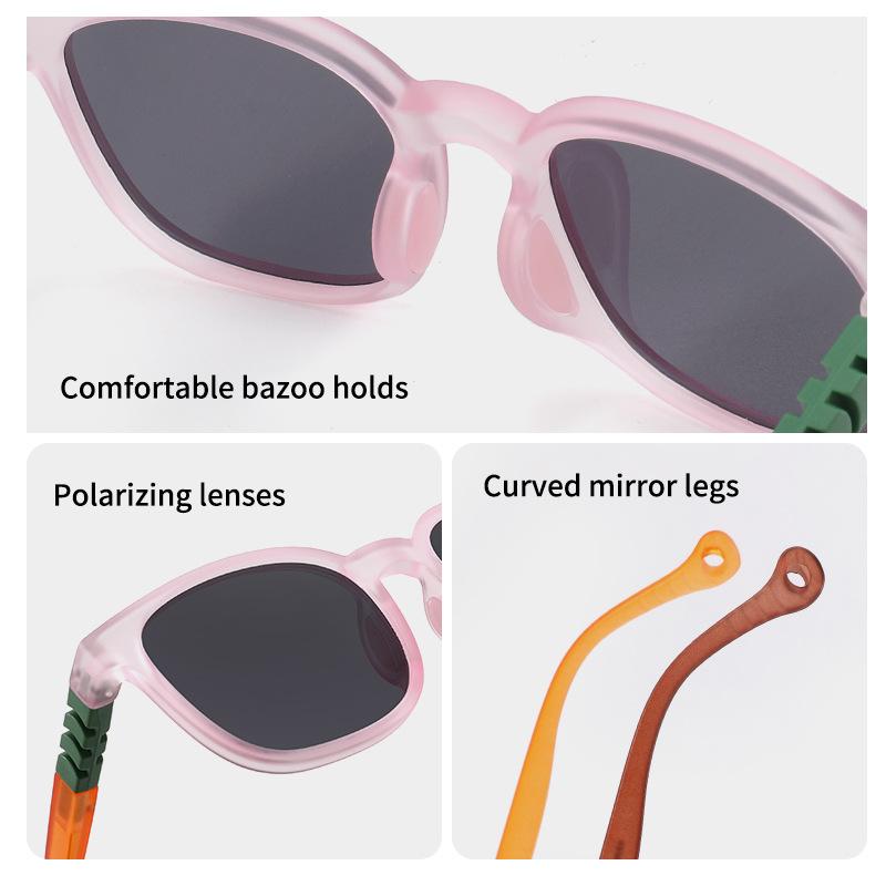Goggles, Sun Glass - サングラス キッズ 子供用 男女兼用 偏光レンズ UV400 紫外線対策 TR90 スクエアフレーム 茶色 ピンク 橘色 ブルー アウトドア ファッション