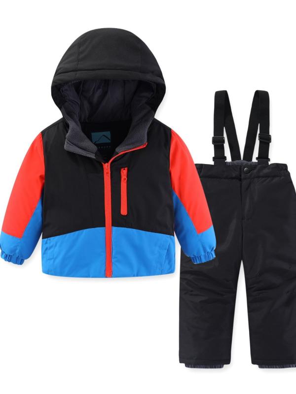 スキーウェア キッズ 男の子 アウトドア スポーツ 防風 防寒 登山服 ジャケット アウター 子供服 加厚 撥水 切り替え 配色