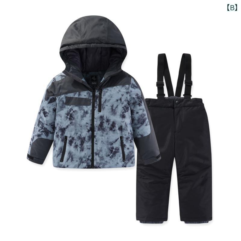 スキーウェア キッズ 男の子 アウトドア スポーツ 防風 防寒 登山服 ジャケット アウター 子供服 加厚 撥水 切り替え 配色 3