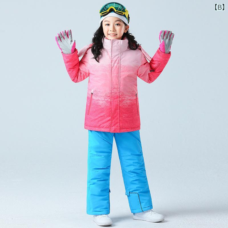 スキーウェア キッズ 防寒 上下セット 中綿入り 防風 防水 男の子 女の子 スキーパンツ アウトドア 登山 雪遊び 秋冬 ブラック ピンク系 グリーン 3