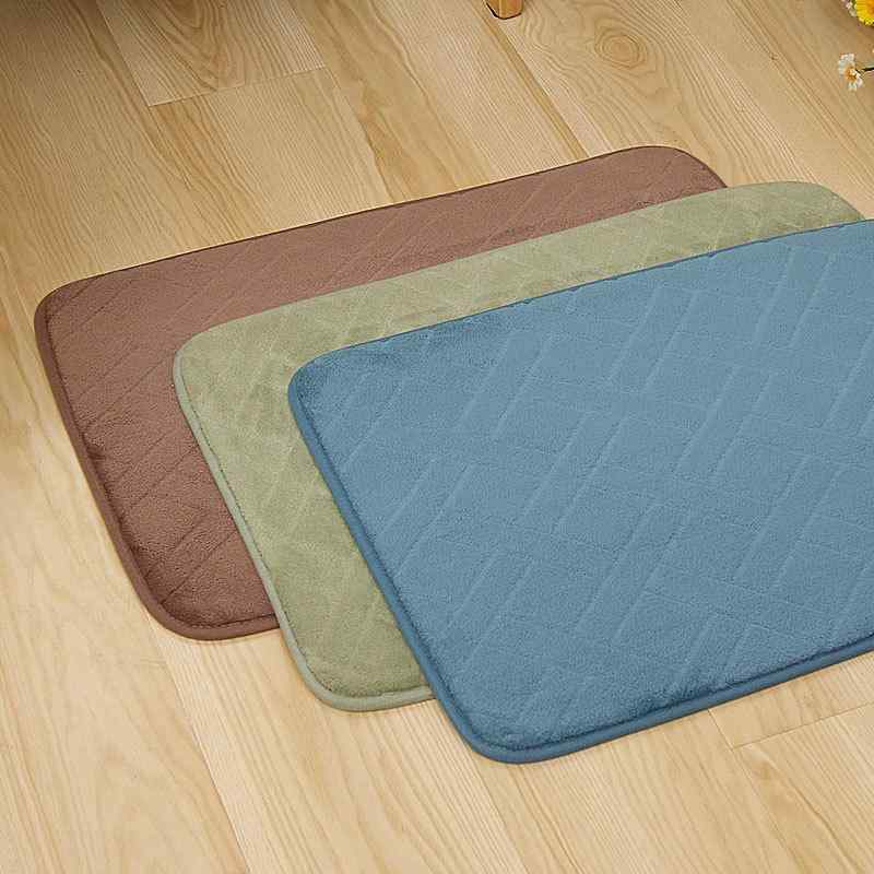 マット 浴室足ふきマット キッチンマット 厚手 チェアパッド 玄関マット トイレマット 滑り止め 吸水速乾 低反発 メモリーフォーム スクエア 深青色 緑色 茶色 紫色