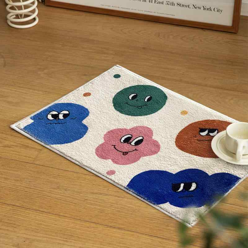 玄関マット ドアマット 浴室マット かわいい スマイル 吸水 滑り止め ポリエステル製 仿羊绒風 カーペット