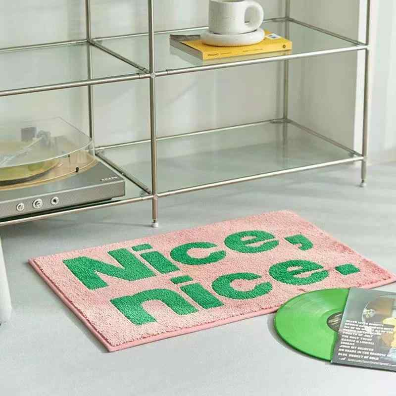 ラグ レディース バスマット 玄関マット 滑り止め付き ポリエステル ストライプ かわいい 韓国風 ピン..