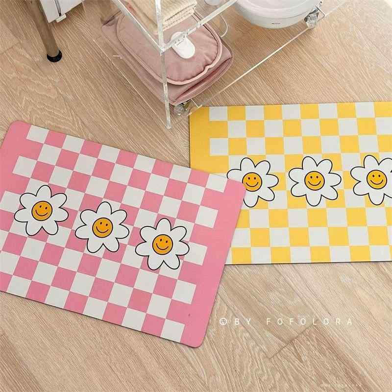 マット レディース バスマット 浴室マット 吸水 速乾 滑り止め付き ドアマット 玄関マット 花柄 紫色 向日葵 ひまわり イエロー 黄色 浅青色 ピンク系 PVC
