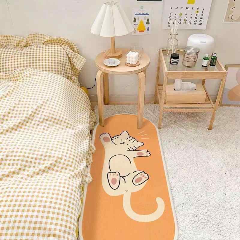 ラグ カーペット マット レディース 猫柄 アニマル かわいい 寝室 リビング 玄関 ポリエステル 洗える 厚手 抱っこ猫風