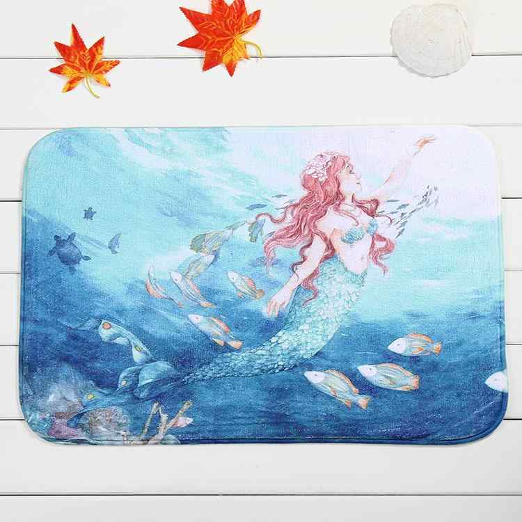 ラグ レディース 玄関マット バスマット ポリエステル 繊維 人魚 長方形 40 60cm 現代 シンプル 防滑 手洗い 韓国 日本 欧米 浴室 寝室 リビング
