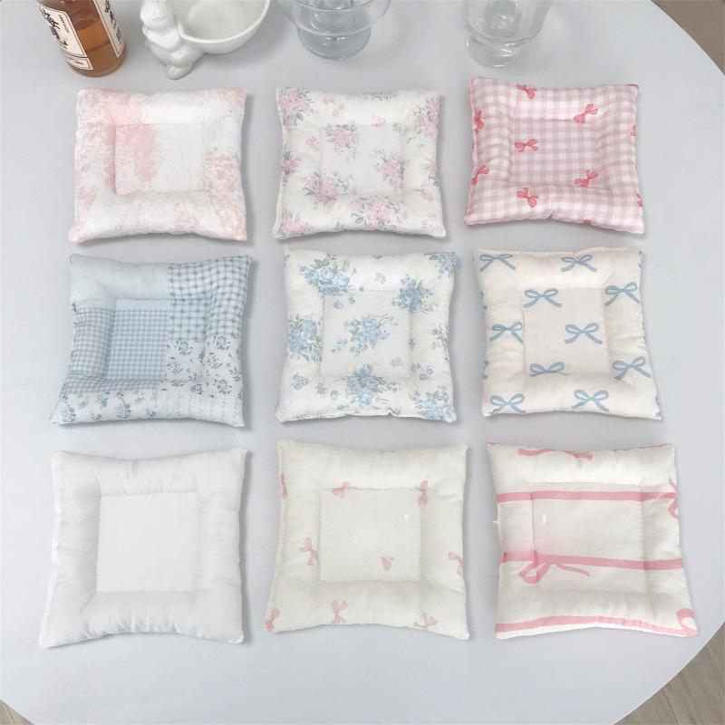 コースター 韓国風 布製 挟み綿 断熱マット キッチンマット ミニサイズ 純綿 スクエア ホワイト ピンク..