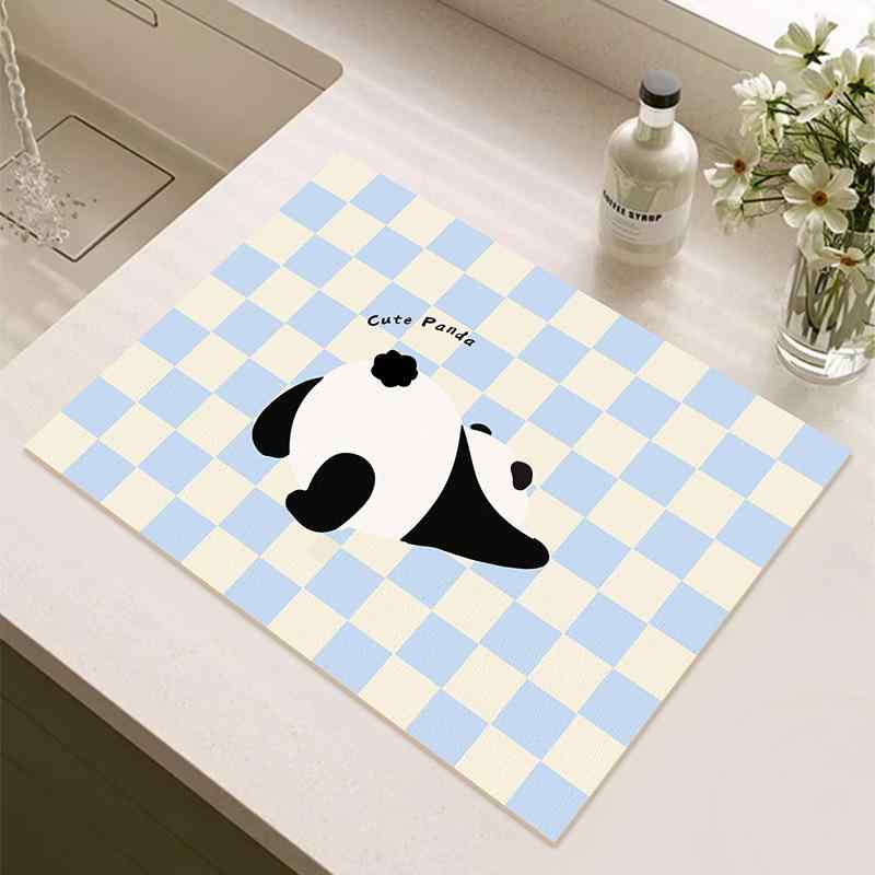 吸水マット キッチンマット 珪藻土 台所マット 食器乾燥マット 断熱マット 韓国風 ins カートゥーン柄 ..