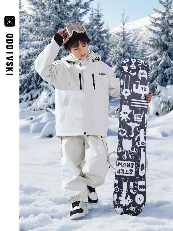 スキーウェア キッズ 子供用 3L 防水 防風 厚手 保温 スキー ジャケット 白 赤 中国製