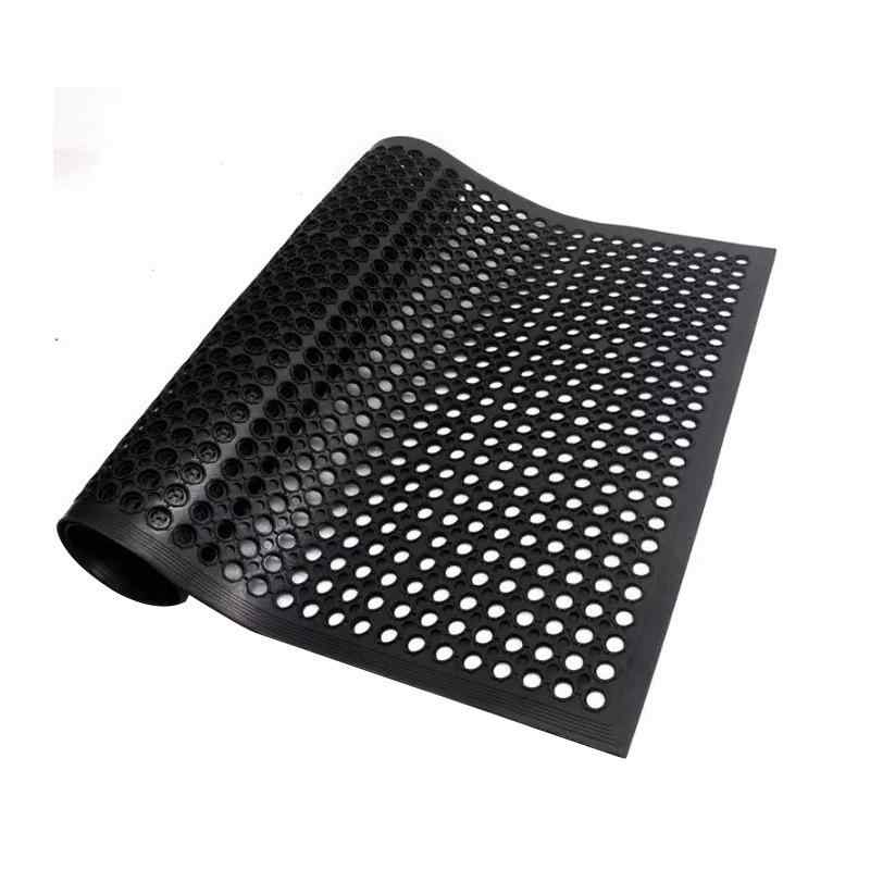 マット 業務用 厨房 玄関 廊下 ゴム製 滑り止め 耐油 耐汚 通気性 水洗い可能 ブラック