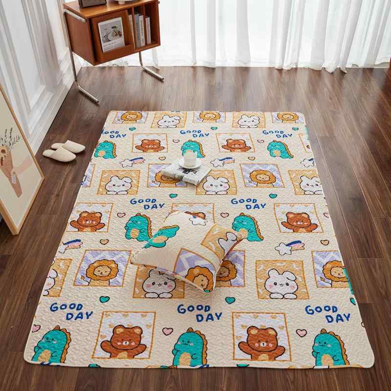 ベビー プレイマット 全綿 折り畳み 洗濯機洗い可 子供部屋 ラグ カーペット 滑り止め付き 家庭用 アニマル柄 かわいい