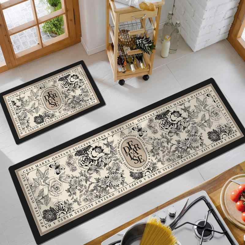 キッチンマット レザー 吸水 速乾 拭ける 抗菌 防汚 防油 ずれにくい 滑り止め付き アメリカン レトロ ..