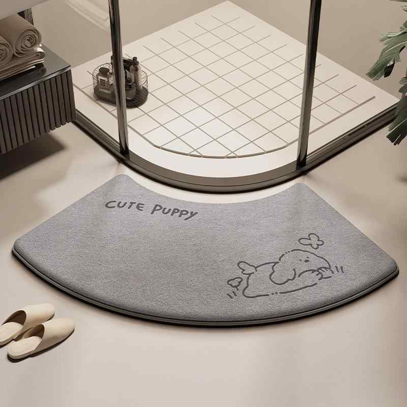 マット 浴室用マット 接触冷感 吸水速乾 滑り止め付き 足拭きマット ドッグ柄 猫柄 45×70cm