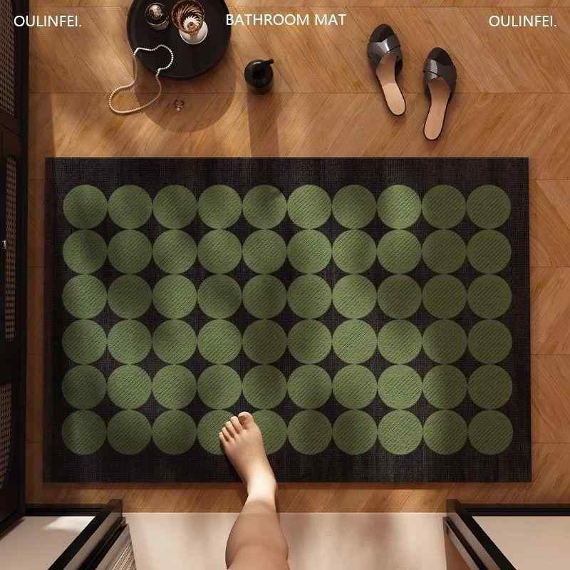 マット 高級感 グリーン 珪藻土 バスマット トイレマット ドアマット 吸水 速乾 防滑 滑り止め 洗える ..