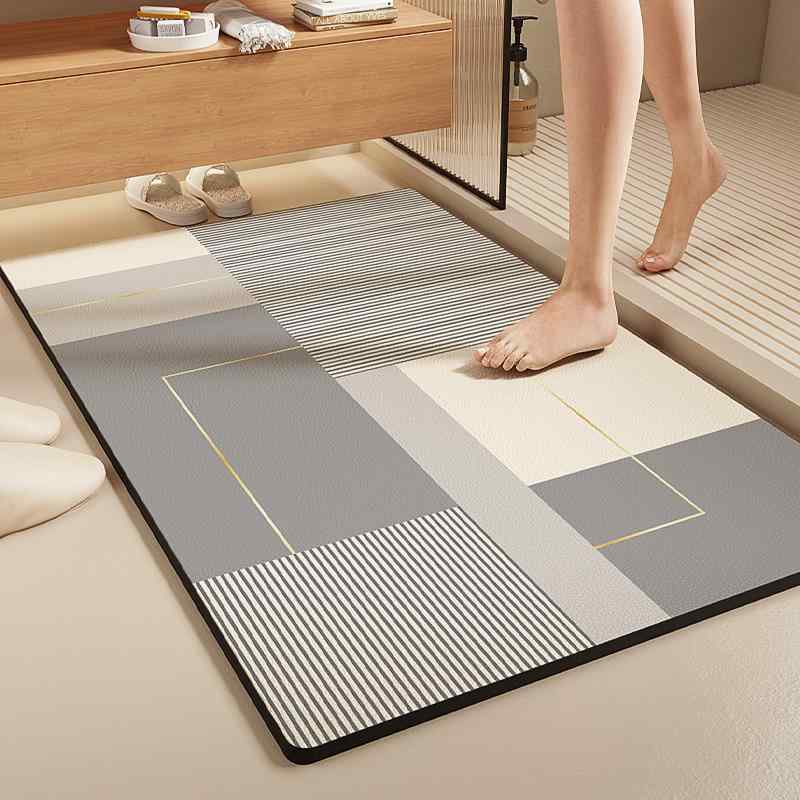 マット レディース メンズ 珪藻土 バスマット 速乾 吸水 防滑 浴室 洗面所 脱衣所 足拭き ストライプ ..