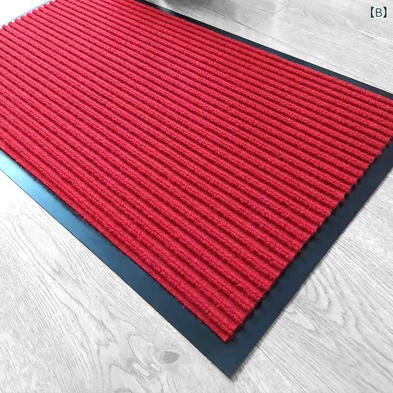 玄関マット 業務用 PVC ストライプ 縞模様 ドアマット 吸水 滑り止め付き フロアマット ポリエステル 繊維 50x80cm 60x90cm 80x120cm 深灰色 大赤色 暗赤色