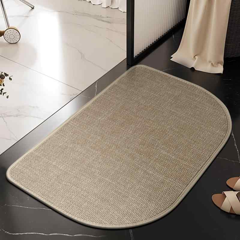 マット レディース メンズ トイレマット バスマット 速乾 吸水 滑り止め付き 足拭きマット 玄関マット 浴室 洗面所 寝室 リビング シンプル 無地 ベージュ ブラック グレー