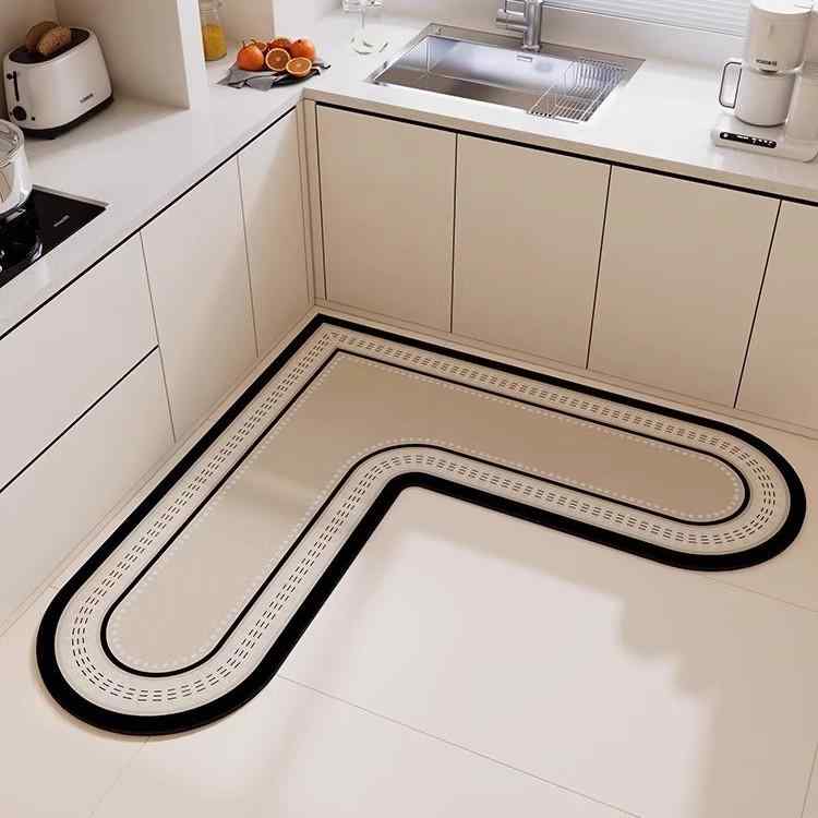 マット キッチンマット L字型 珪藻土マット 吸水 吸油 防汚 滑り止め付き ハート形 オールシーズン