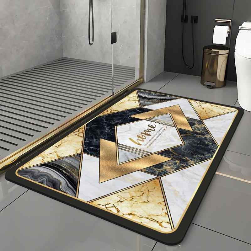 マット 浴室用マット 吸水速乾 滑り止め 天然ゴム 幾何学模様 手洗い可 床暖房対応 50cm 80cm