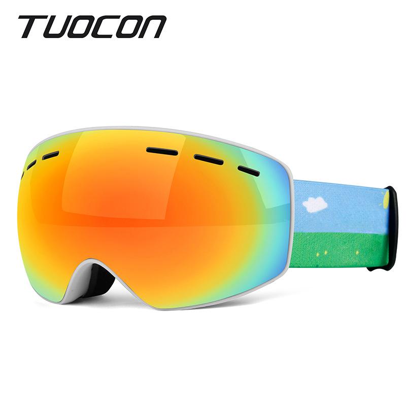 ゴーグル キッズ 子供用 スキー スノーボード ダブルレンズ 防曇 紫外線カット 登山 雪遊び 真紅レンズ 白フレーム 小猪佩奇 真青レンズ 黒フレーム 落書き 水銀レンズ 白フレーム 虹色 水銀レンズ 黒フレーム 白紫格子