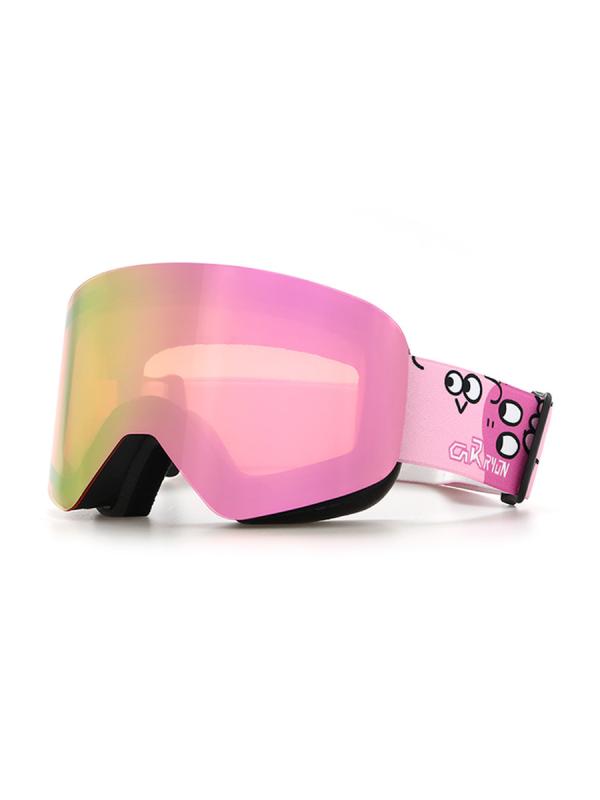 ゴーグル キッズ 子供用 スキー スノーボード 5歳 14歳 防曇 ダブルレンズ UVカット 紫外線カット 雪遊び スポーツ アウトドア ピンク系