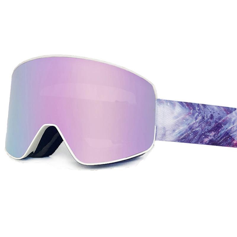 ゴーグル 大人用 子供用 スキー スノーボード マグネット 磁石 近視 対応 ダブルレンズ 防曇 UVカット 紫外線カット 防風 雪目対策 ピンク 白 黒 赤 青 シルバー