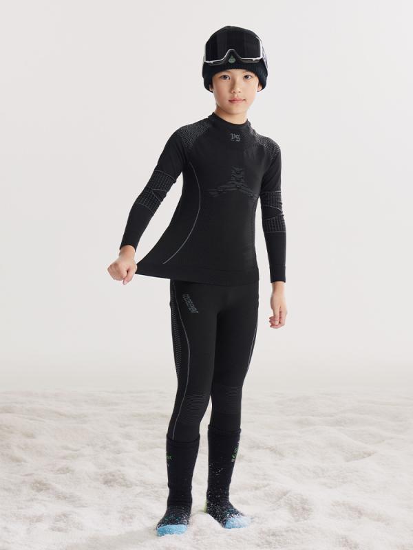 インナーウェア キッズ 子供用 秋冬 アウトドア 保温 速乾 スキー スポーツ 上下セット 120 130 140 150 160 ブラック ピンク系