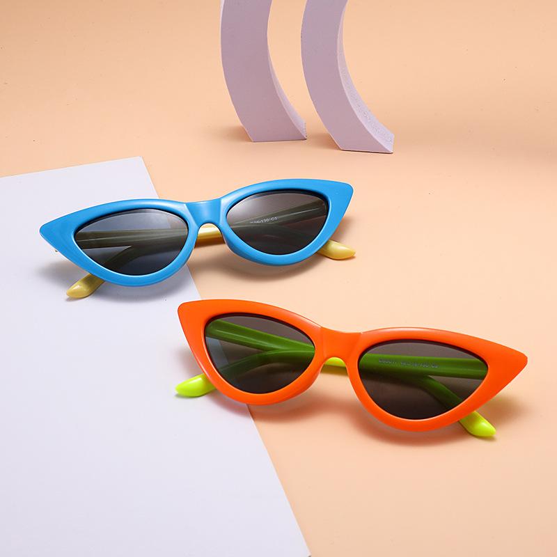 サングラス 子供用 シリコンフレーム 偏光レンズ ファッション 猫目 キャットアイ UV400 紫外線カット スポーツ アウトドア 普段使い 黒 ブラック 青 ブルー オレンジ