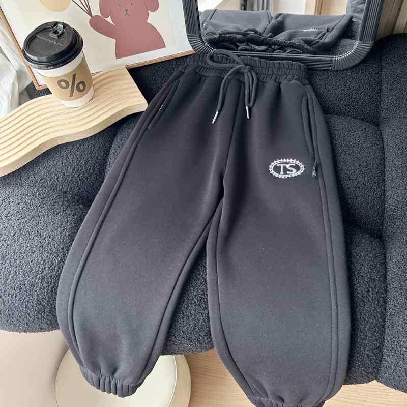 キッズ パンツ 子供服 裏起毛 暖パン スウェットパンツ カジュアルパンツ ブラック 浅灰色 鉄灰色