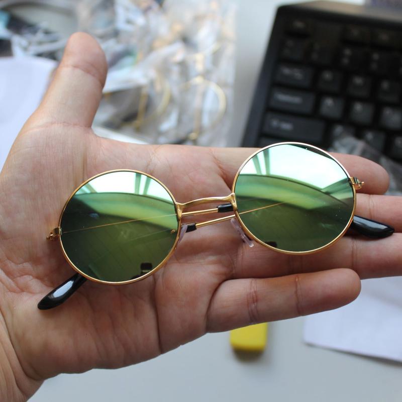 ベビー サングラス レトロ UVカット 丸フレーム ファッション アイテム 撮影用 小道具 ブラック ゴール..