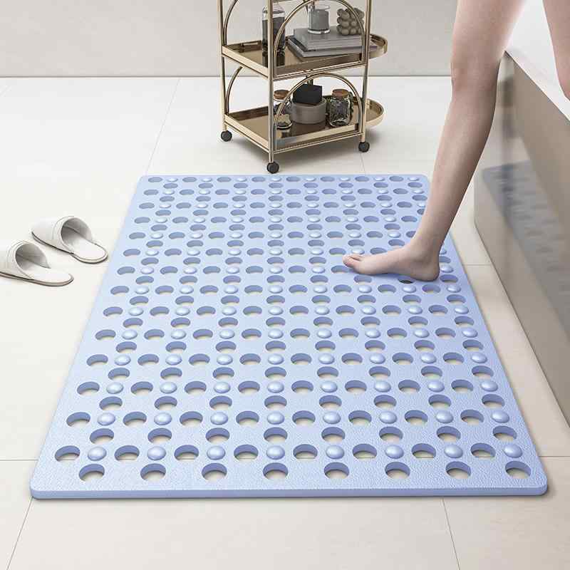 Bath Supplies - 浴室マット 大判 滑り止め バスマット 吸盤付き シャワーマット お風呂マット 転倒防止 マッサージ 速乾 排水穴付き PVC製 ホワイト グレー カーキ グリーン ブルー ピンク系