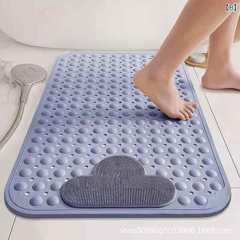 バスマット 浴室用マット 男性用 女性用 洗える PVC製 無地 滑り止め付き マッサージ効果 グレー ブルー グリーン ブラウン ピンク