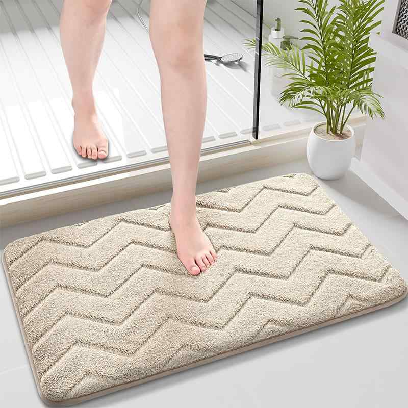 Bath Supplies - 玄関マット バスマット ポリエステル 繊維 吸水 速乾 滑り止め 付き 浴室 寝室 リビング 居間 カーペット 灰色 カーキ色 茶色 40 60cm 50 80cm 洗える