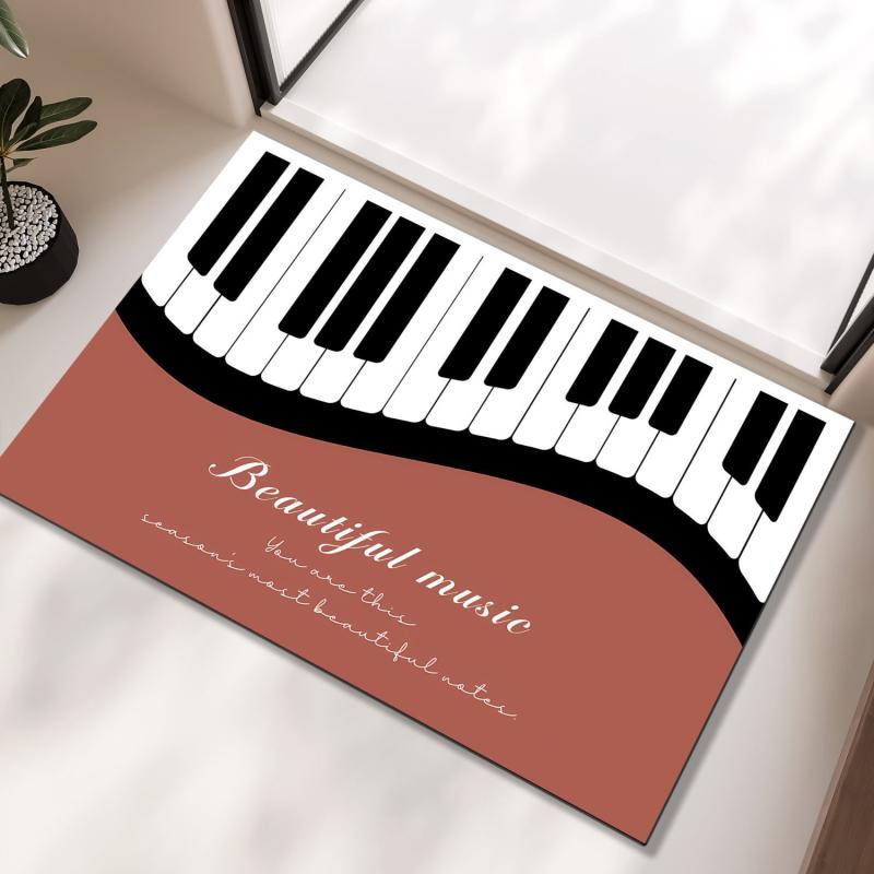 マット ピアノ柄 珪藻土 バスマット 吸水 速乾 滑り止め付き 浴室マット キッチンマット 玄関マット 北欧風 スクエア 40 60cm 50 80cm 60 90cm