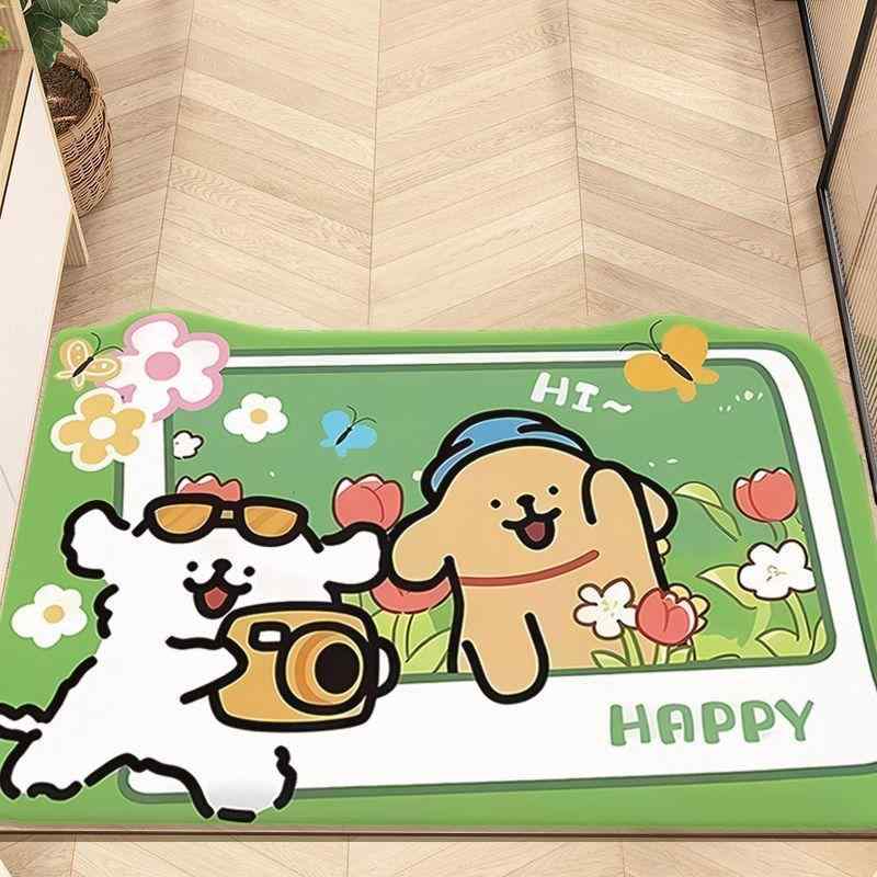 玄関マット フロアマット 犬柄 かわいい 動物柄 水晶 絨毯 防滑 防塵 カット可能 80 100cm 100 160cm 1..