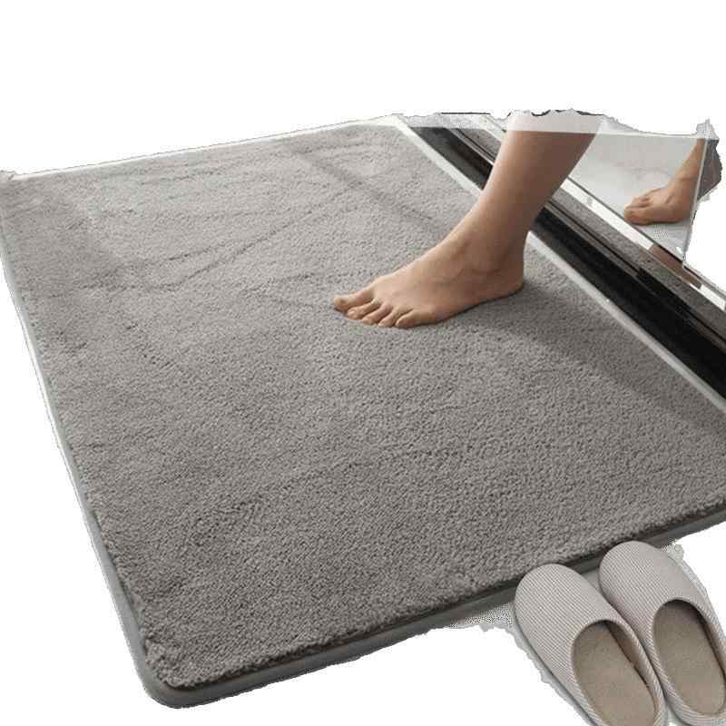 フロアマット バスマット 浴室 玄関マット ドアマット 厚手 ポリエステル 吸水 速乾 洗える グレー ブ..