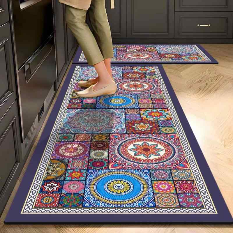 キッチンマット 珪藻土 吸水マット 滑り止め付き 洗える 速乾 ドアマット アメリカンスタイル 星空 雪花 抽象柄 40*60cm 50*80cm 40*120cm 50*160cm 60*200cm