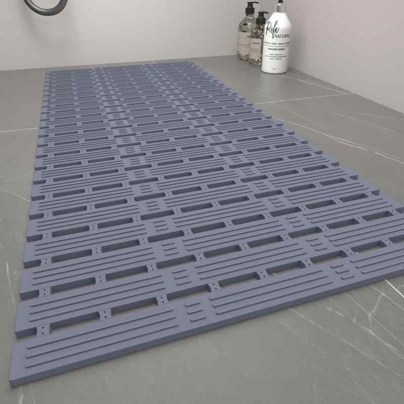 バスマット 浴室マット 滑り止めマット シャワー室マット 防水 排水 速乾 TPE製 ストライプ柄 日式 薄型 抗菌 防カビ 防臭 洗える