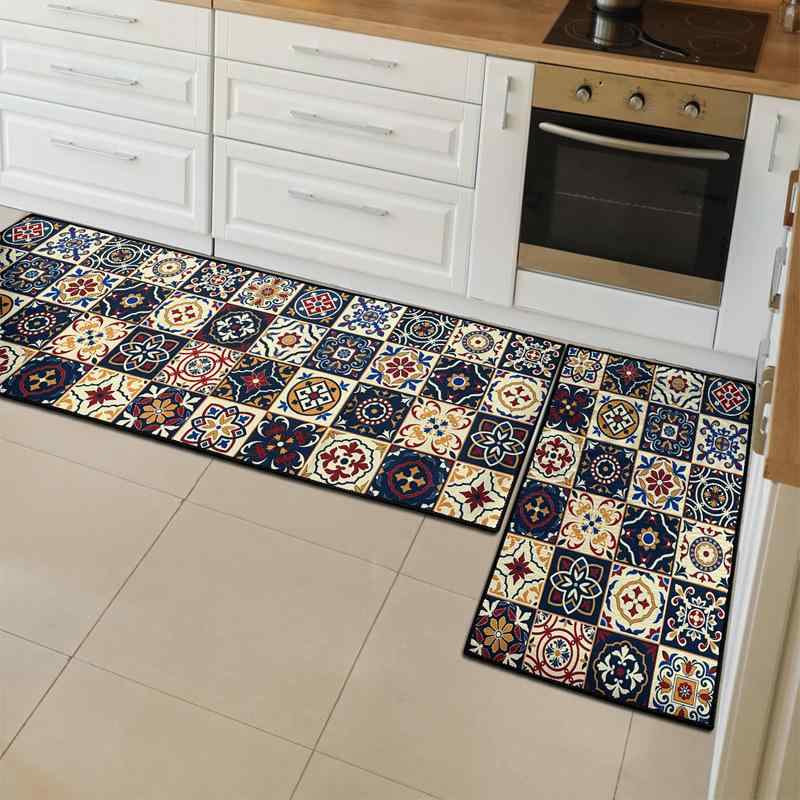 マット レディース 玄関 キッチン 吸水 速乾 滑り止め付き ポリエステル 幾何学模様 チェック柄 ボヘミアン 洗える リビング ベッドルーム 書斎 ダイニングルーム 浴室 バルコニー