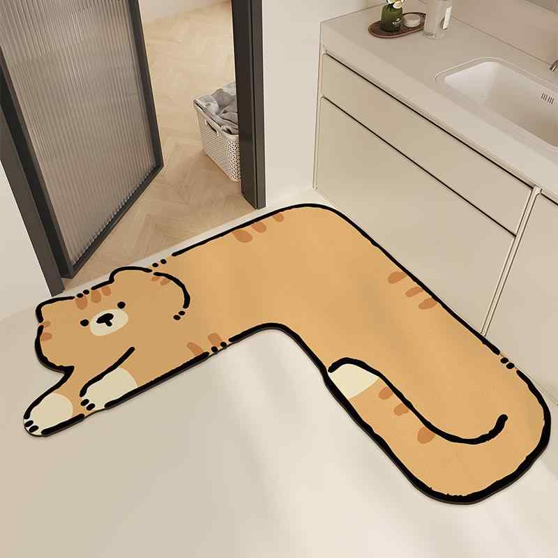 マット レディース キッズ L字型 コーナー 吸水 速乾 バスマット ドアマット カーペット 珪藻土 滑り止..