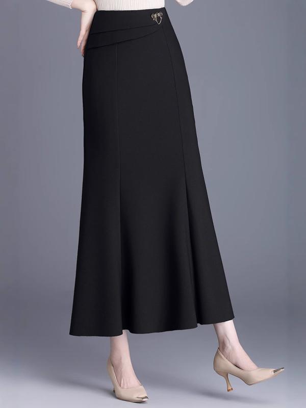 スカート レディース 2025 春季 新作 高見え ハイウエスト 着痩せ ミモレ丈 ストレート タイトスカート 包臀スカート 美脚効果 垂れ感 ポリエステル ブラック レッド ブラウン M L XL XXL XXXL XXXXL