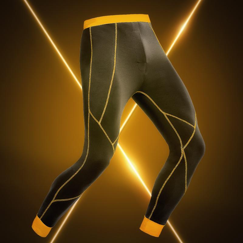 メンズ インナーウェア 綿 あったか 保温 九分丈 レギンス スパッツ 薄手 秋 冬 杏色 グリーン 深グレー