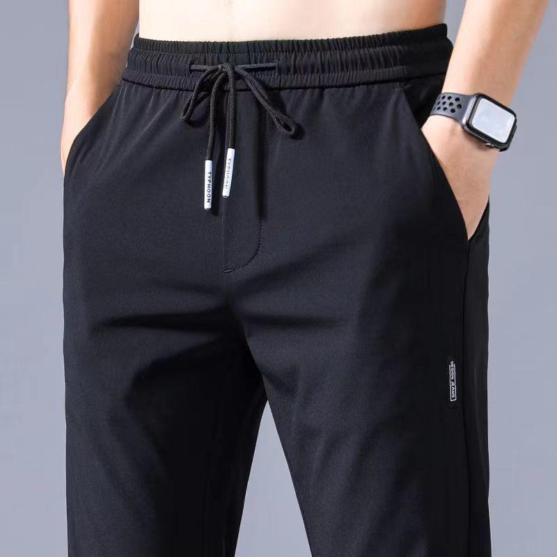 Pants - メンズ パンツ 接触冷感 薄手 涼しい スポーツ ウェア 速乾 ストレート イージーパンツ ルームウェア 部屋着 普段使い 男性用 黒 ブラック グレー ポリエステル 春夏