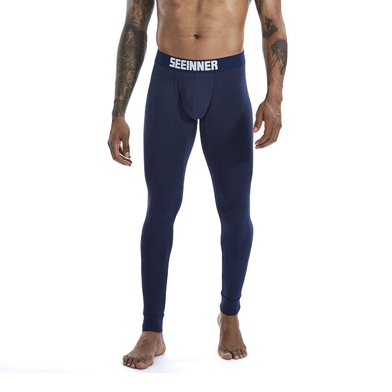 秋裤 メンズ 男性用 薄手 コットン 無地 レギンス インナー スパッツ 9分丈 伸縮性 保温 ホワイト レッド ブラック