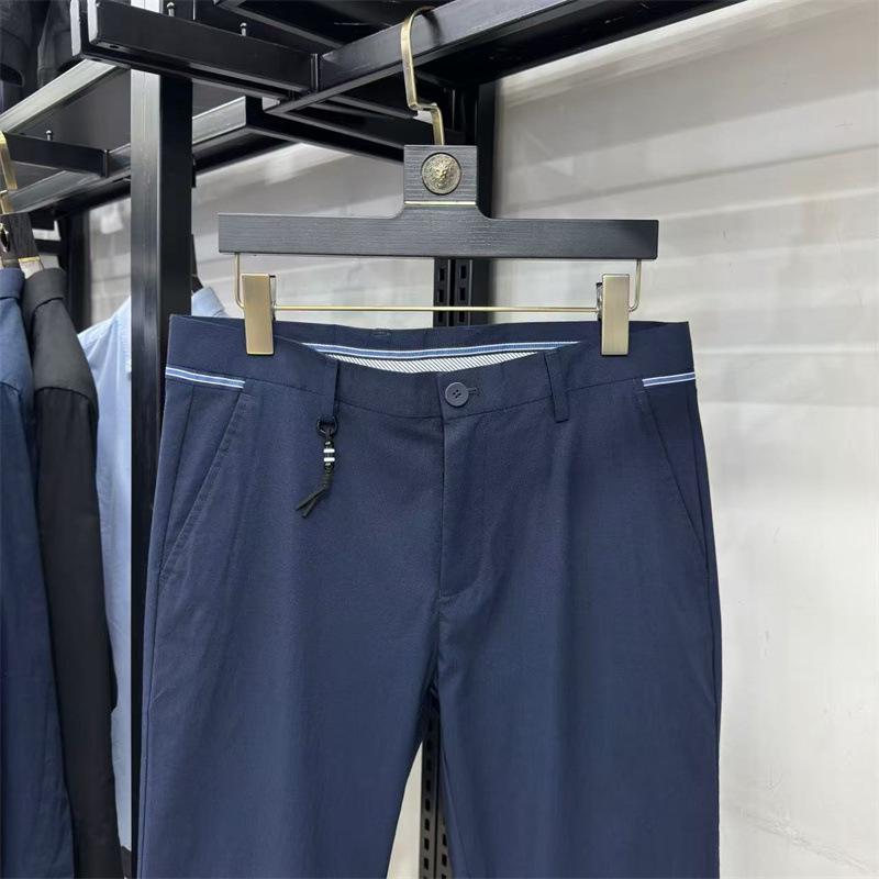 カジュアルパンツ メンズ 男性用 スラックス ストレート 伸縮性 হালকা ওয়েট 通勤 普段使い ポリエステル混紡 紺色 ネイビー
