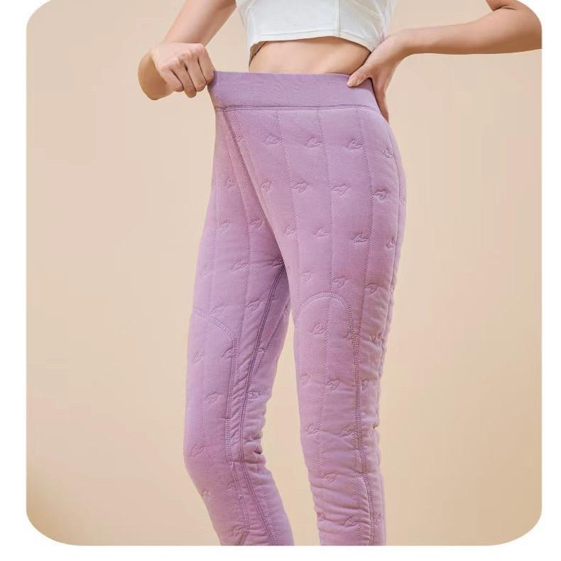 パンツ 秋冬 レディース メンズ 防寒 あったか 裏起毛 厚手 レギンス スパッツ タイツ 伸縮 膝当て キルティング 深グレー 紫 ピンク